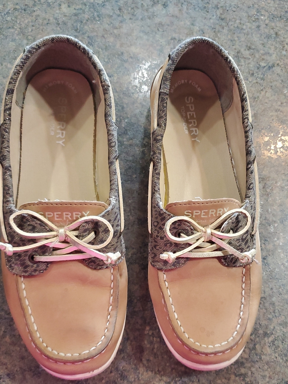 Sperry Women’s Tan Leather & Brown Patterned Boat Shoes